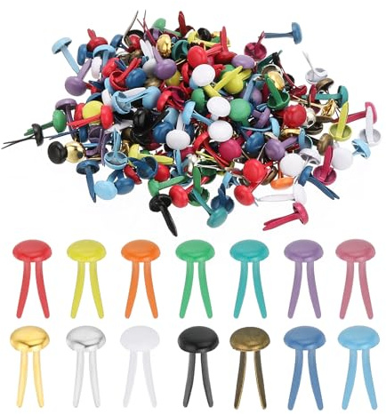 PATIKIL 1000Pcs Paper Brass Fasteners Split Pins, Multicolored 4.5x8mm | Metal Pastel Brads Round Head Plated Fastener for Craft Art Scrapbooking DIY Supplies