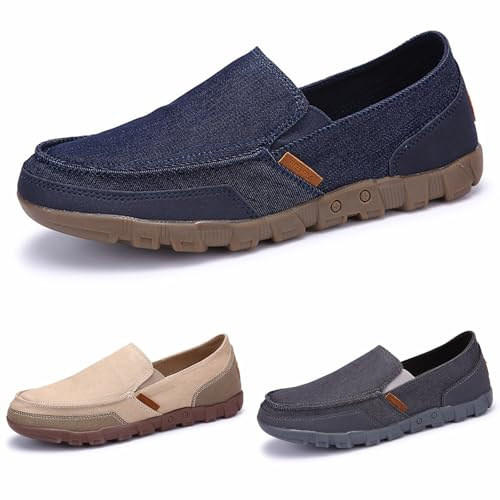 Generisch Scarpe da ginnastica da uomo, in tessuto, estive, per il tempo libero, senza lacci, antiscivolo, leggere, comode, da jogging, casual, Blu, 48 EU