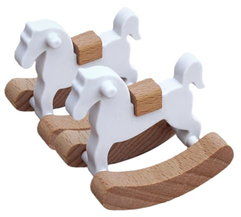 FUNOMOCYA 2pcs Miniature Rocking Horse Wooden Dollhouse Furniture Vintage Adornment for House Realistic Craft Prop for Dollhouse Decor and Photography