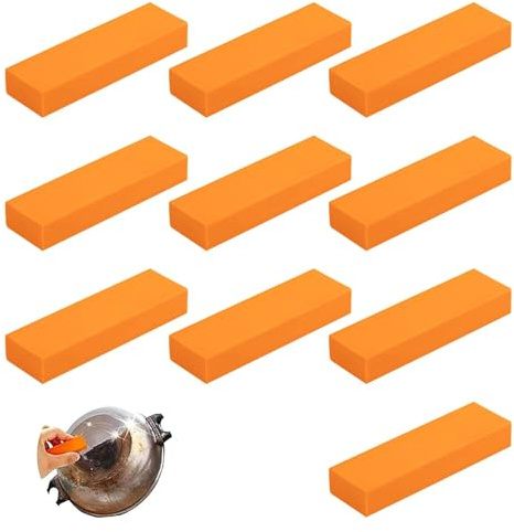 LINTRA 10 Piezas Borradores de Óxido de Cal, Naranja Gomas de Borrar de Acero Inoxidable, Goma Borrador de Óxido de Cal, Para Ollas, Teteras, Grifos