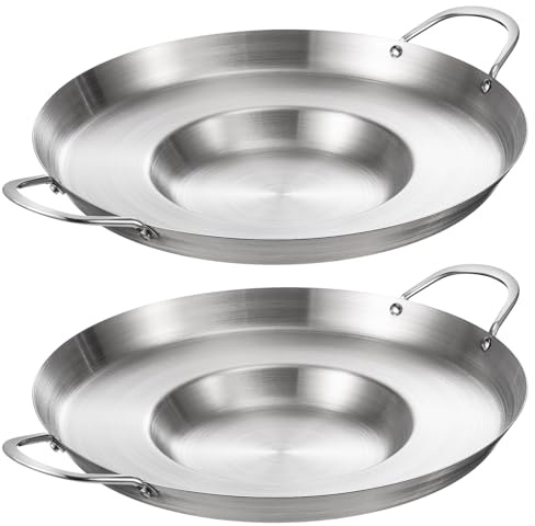 Maxdot 2 Pcs Stainless Steel Comal Frying Bowl Cookware 16 Inch Mexican Style Wok Inoxidable Concave Outdoors Stir Fry Discada Pan for Outside Cooking