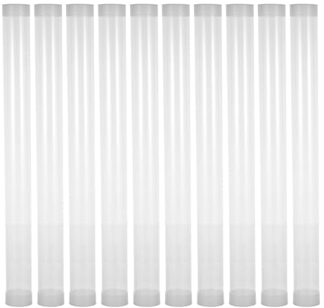 TOMETURE Lot de 10 tubes rigides transparents en plastique avec bouchons, diamètre 3,5 cm et longueur 40 cm, tubes de rangement portables pour l'expédition d'affiches et d'œuvres