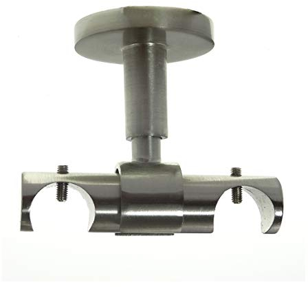 BASIT® Träger 20mm Gardinenstangen Edelstahl look Trägerverläng. H31 H41 D31 D41, Modell:D41 Deckenträger 2-läufig