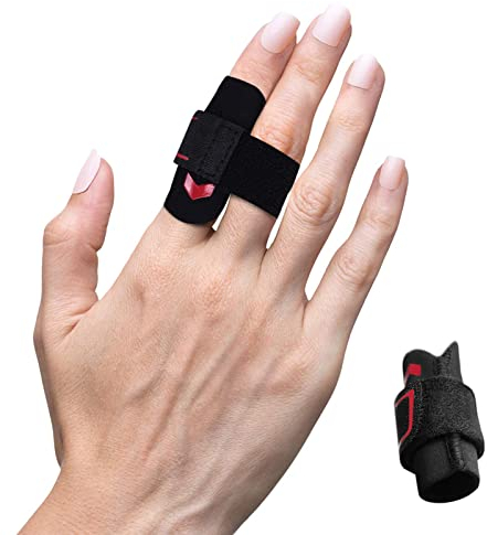 VerteLife Finger Splint Adjustable Finger Sleeve Support Protector Finger Brace Relieve Joint Pain Finger Guards Sport Cushion Bandage for Basketball Volleyball - Red