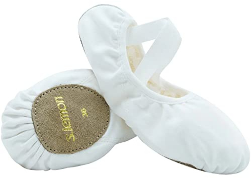 s.lemon Balett Sneaker,Canvas Yttersula Partiet Nybörjare Dans Skor Balett Barn Skor Vuxen, Vit B Style, 28 EU