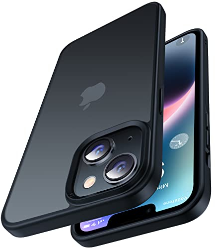 CASEKOO Matt Power für iPhone 14/13 Hülle [TOP Militärschutz] Stoßfeste Kratzfeste Schutzhülle (Anti-Fingerabdruck) Dünne Griffige Mattierte Handyhülle iPhone 14/13 Case Slim, Edel Schwarz