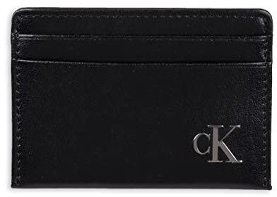 Calvin Klein Mens RFID Leather Slim Minimalist Card Case Wallet Black