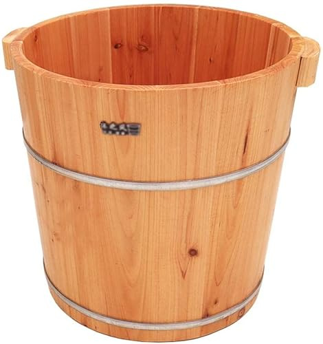 Foot Tub Wooden Foot Basin Sauna Footbath Tub, 35CM High Cedar Foot Bath Barrel, Household Foot Soaking Basin, Wooden Foot Washing Bucket, Pain Fatigue Relief Foot Washing Barrel (Color : 2),Relieve M