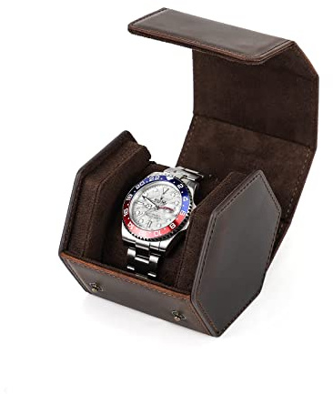 Hiram Watch Travel Case Genuine Leather Hexagon 1 Watch Roll Case Watch Protective Storage Organizer Box