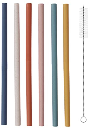 VIKY Wiederverwendbar Strohhalme Set (7er-Set), Trinkhalme Mit 1 Reinigungsbürsten, Umweltfreundlich, Gesund, Spülmaschinenfest, Ideal Für Smoothie, Milchshake, Säfte und Getränke - Gerade
