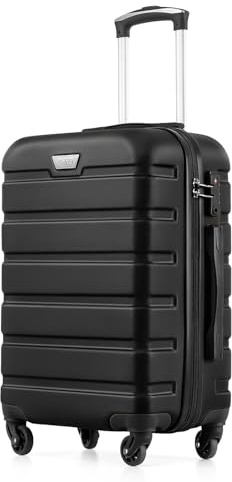 COOLIFE 20 Inch Carry On Suitcase for EasyJet, ABS+PC, Hardshell, Lightweight Durable Travel Cabin Luggage with 360°Rubber Spinner Wheels, YKK Zipper, Telescopic Handle, TSA Lock, Black
