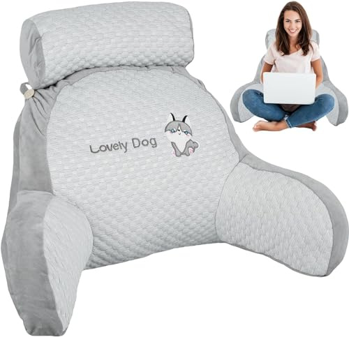 Reading Pillow for Bed 60×45CM Lovely 2 In 1 Backrest Pillows Multifunctional Detachable Sofa and Bedside Cushion Soft Reading Back Support Rest Pillow for Relaxing Watching TV
