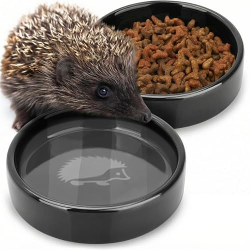 WILDLIFE HOME Mangeoire pour Hérisson + Bol (Lot de 2) - Station d'Alimentation Debout de 12 cm I Gamelle et Abreuvoir I Résistant