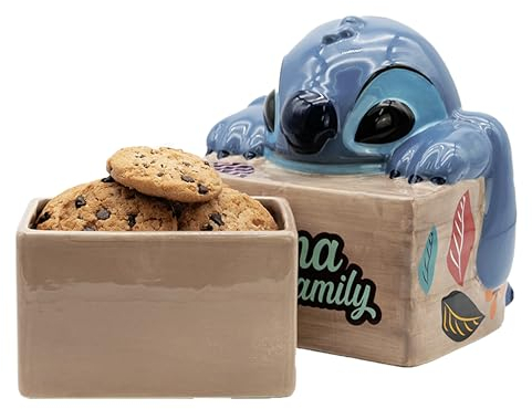 ABYSTYLE - Lilo & Stitch Ohana Cookie Jar - Black, Cylindrical, 22 cm (L) x 23.5 cm (H), BPA Free, Dishwasher Safe