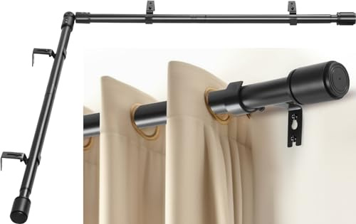 Anndason - Juego de barras de cortina esquineras, resistentes, diámetro 2,5 cm, 76-193 cm, para ventanas, en forma de L, negro