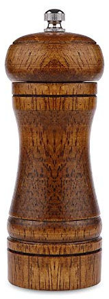 BTBHIHO Macinapepe da 5 pollici, in rovere, con rotore in ceramica, regolabile fino a grossolanamente, con meccanismo in ceramica regolabile per campeggio, picnic, barbecue