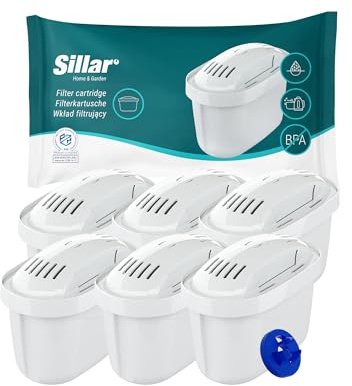 Sillar Wasserfilter Kartuschen - 6er Set - Kompatibel mit Brita Maxtra+, Marella, Elemaris, Style - BPA Frei - Effektiver Kalkfilter für reines Wasser