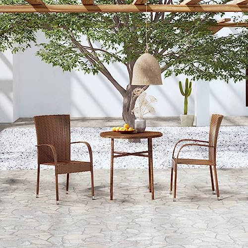 UJCHVHN Gartenmöbel-Set, 3-teilig, Polyrattan, braun, Gartenmöbel-Sets