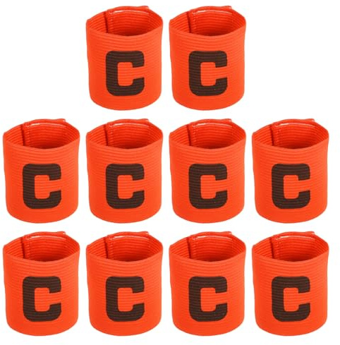 sourcing map Soccer Captain Armband, Captain Arm Bands for Soccer Elastic Captain C Arm Band Sports Captain Armbands for Football Team Training Youth & Adult Orange, Pack of 10