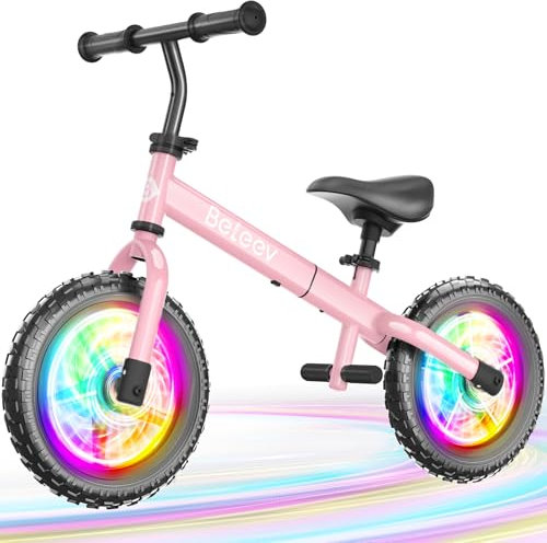 BELEEV C2 Laufrad ab 2 Jahre Jungen Mädchen, LED-Leuchträdern, Höhenverstellbar Sitz und Lenker, Fußstütze, 12 Zoll Laufräder Bis zu 50 KG, Baby Balance Bike 2-5 Jahre, Geschenk zum Ersten Geburtstag