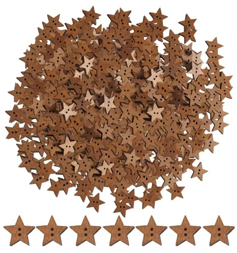 SLEEKEE 200 Uds Botones De Estrella De Madera, Botones Decorativos, Accesorios De Costura, Botones De Estilo Simple, Reemplazo para Botones De Ropa