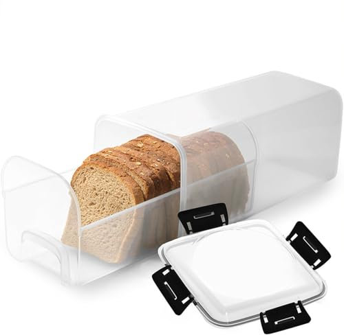 Stgbcst Panera con sistema de cajones. Hermética de 33,5 x 14 cm. Panera con tapa, extensible para pan tostado/productos horneados. Sin BPA, higiénico y ahorra espacio gracias al mecanismo deslizante