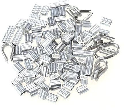 Cabilock 50 Piezas De 8 Cables De Acero Collarines Para Cables Manguitos De Engarce Abrazaderas Para Cables Color Plateado