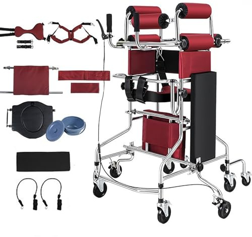 Déambulateur portable à 8 roues pour personnes âgées et personnes en convalescence après un AVC, robuste et anti-basculement, hauteur réglable, pliable, pour la rééducation en intérieur et e