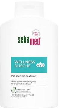 Sebamed Wellness Dusche 400 ml, Duschgel für Männer und Frauen, milde seifenfreie Reinigung für empfindliche Haut, mit Pflegekomplex aus Wasserlilienextrakt und Allantoin