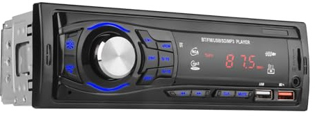 Autoradio Bluetooth 1 DIN - Stereo Auto con 2 Porte USB, Vivavoce Bluetooth, Radio FM, Supporto MP3 via USB/SD/AUX, Telecomando Incluso - Autoradio per auto 12V (nero)
