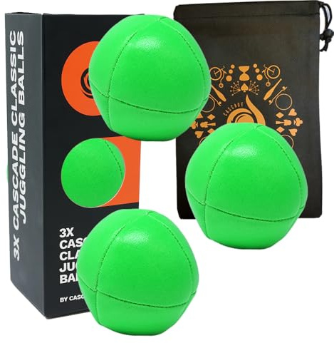 3 x Pro 105g Cascade 8 Panel Thud Juggling Balls & Bag - Set of 3 Juggling Balls (Green)