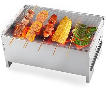 SingingWang Petit Barbecue Charbon de Bois, Barbecue Pliable, Barbecue Portable Charbon, BBQ Portable, Mini Barbecue, Barbecue Camping, Gril à Charbon Compact pour Camping, Pique, Nique, Jardin, Plage