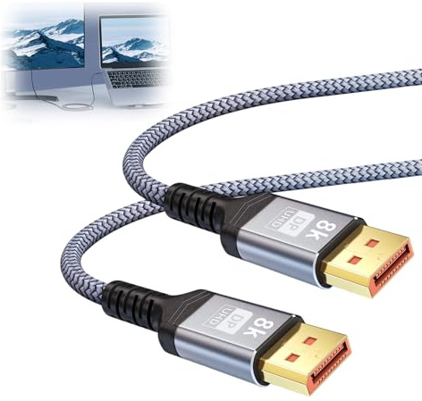 Elixvane 2m 80Gbps DisplayPort Cable, DP to DP Cable Support 8K@60Hz, 4K@144Hz, 2K@240Hz/165Hz for Gaming Monitor, HDR, FreeSync, G-Sync, Graphic Card, Laptop, HDTV, PC