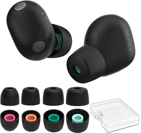 AhaStyle Embouts D'écouteurs Sony WF-1000XM6/Sony WF-1000XM5/WF-1000XM4 | 4 paires (XS/S/M/L), Rangement Inclus, Silicone Confortable D'oreille Embouts, Antidérapants, Ajustement Sûr