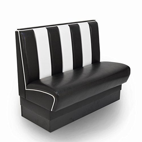 möbelland24 American Dinerbank Gastronomie Sitzbank USA Style 50er & 60er Jahre Schwarz-Weiß, 120cm
