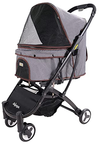 Ibiyaya Hundebuggy, leicht, Größe M, kleine Hunde und Katzen, intelligentes Design, zusammenklappbar auf eine große Handtasche, ideal für Reisen