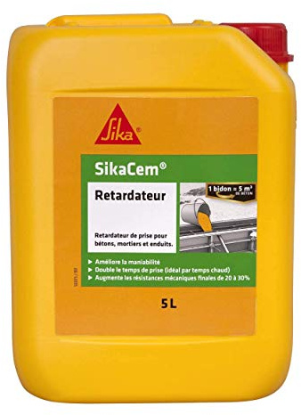 SIKA - Retardateur de Prise béton mortier - SikaCem Retardateur - 5L | Prolonge le temps de prise des bétons, mortiers et enduits - Améliore la maniabilité - Idéal par temps chaud