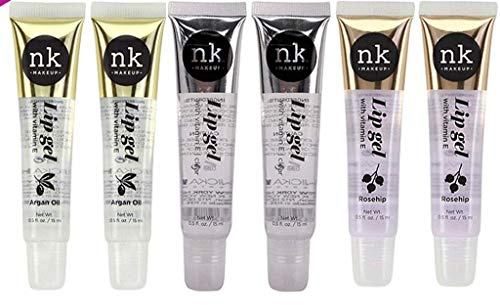 (6 Pack) NICKA K Clear Lip Gel (Argan Oil & Rosehip & Clear, 2pcs each)