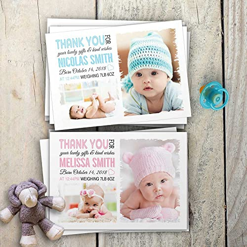 Baby Thank You Cards, Personalised, Birth Announcement, Girl or Boy Thank You Cards (Design 31)