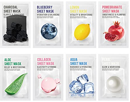 [PAKET VON 8] EUNYUL Purity Blattmaskenpaket 8 Typen 22 ml x 8 Stück Koreanische Hautpflege Feuchtigkeitsspendende, pflegende und klärende natürliche Inhaltsstoffe für alle Hauttypen… (8 Typen)