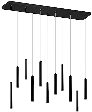 Trio Leuchten LED Pendelleuchte Tubular 321611132, Metall Schwarz matt, inkl. 11x 2.8 Watt LED, Switch Dimmer