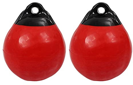 KVSERT 2 x robuste PVC-Bootsball, rund, Ankerboje Dock Bumper Ball aufblasbarer Schutz Marine Festmacher Boje Rot