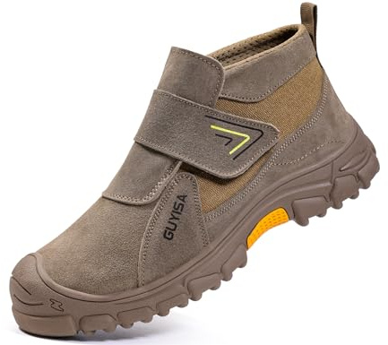 IYVW C0267 Scarpe Antinfortunistica Uomo Donna Leggere Traspiranti Estive Scarpe da Lavoro con Punta in Acciaio Comode Braun 44 EU