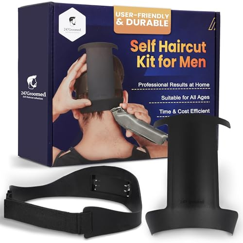 Self Haircut Kit for Men | 2Pcs SelfCut Guide for Men: Neckline Shaving Template & Fade Guide | Adjustable Size Hair Fade Tool & Stable Neckline Template | Hair Cut for Kids & Seniors