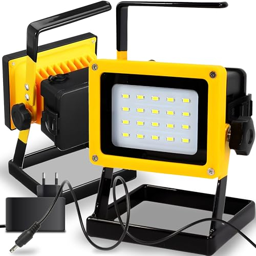 Retoo Foco LED para construcción, 30 W, para camping, garaje, reparación de coches, banco de energía de emergencia, luz de trabajo, luz de trabajo, luz de trabajo, 3 pilas 18650 x 3,7 V
