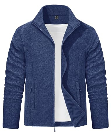 EKLENTSON Mens Fleece Jacket Full Zip Winter Lightweight Soft Warm Coat | Hiking Work Running Outdoor Casual Polar Jacket with 2 Pockets,Microfleece Soft Thermal Mid Layer Tops