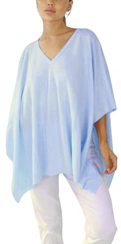 Win's Kashmirponcho – tillverkad i Italien, Himmelsblå, One size