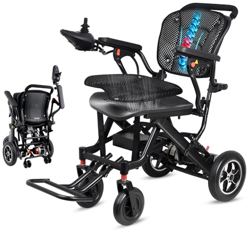 WEYRAL Rollstuhl Elektrisch Faltbar, Leichter Elektrorollstuhl, Lendenschutzrollstühle für Erwachsene