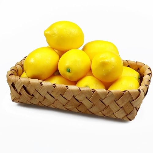 Wondora 10 Pieces Artificia Fake Lemons, Realistic Artificial Fruit, Plastic Artificial Lemons Decoration, Plastic Fruit, Suitable for Furniture Decoration, Party Decoration and Shooting Props