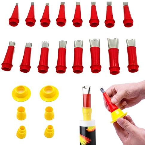 Universal Integrierte Gummidüse Werkzeug Kit, 2024 Neu Verschiedene Größen Kartuschenspitzen Transparent Silikontüllen, Silikon spitzen Kartuschenspitzen (22 Stück (6 Anschlussbuchsen))